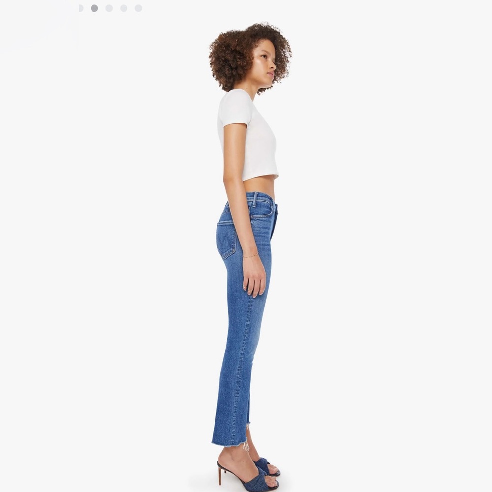 MOTHER The Hustler Ankle Fray Jeans in Wash Layover